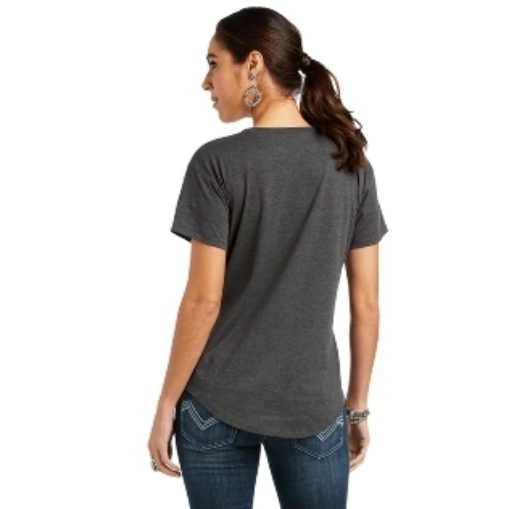 Ariat Women's Underline Script SS t-shirt sz Small. Item 10037939 in Charcoal - Picture 2 of 3
